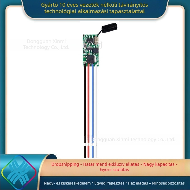 Core rice Vezeték nélküli távirányítós kapcsoló modul autóhoz – DC 3.7V, 5V, 9V, 12V és 24V, egycsatornás mini LED kapcsoló