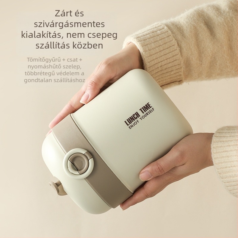 304 rozsdamentes acélból készült, többszintes, hőszigetelt ebéddoboz, hordozható, nagy kapacitású