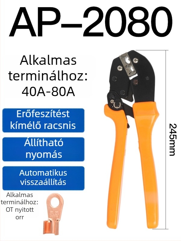 OT-70/80 Nyitott végű réz orr terminál, 3–100A, dobozos, arany bevonat