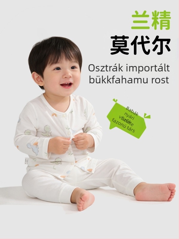 Modal anyagú, légáteresztő nyári hosszú ujjú gyerek T-shirt, uniszex, 0–3 éveseknek