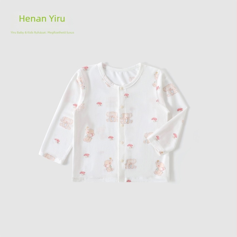 Modal anyagú, légáteresztő nyári hosszú ujjú gyerek T-shirt, uniszex, 0–3 éveseknek