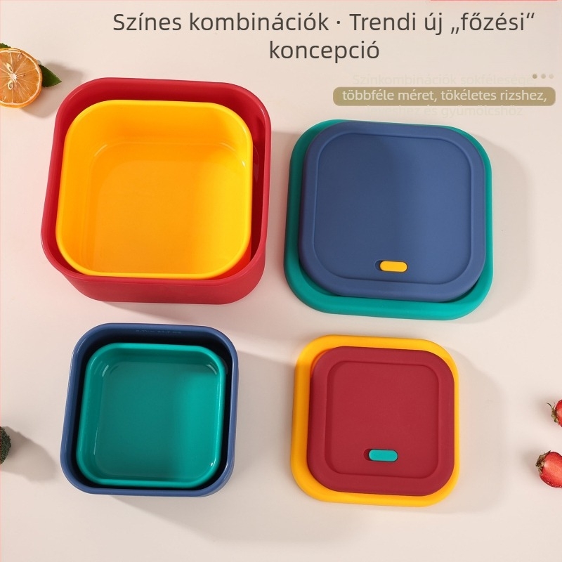 Hőálló élelmiszer-minőségű szilikon ebédes doboz irodai dolgozók számára, fedéllel, hordozható, mikrohullámú sütőben is használható