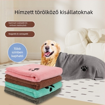 Hímzett mikroszálas háziállat törölköző, kutya fürdetéséhez, nedvszívó és puha