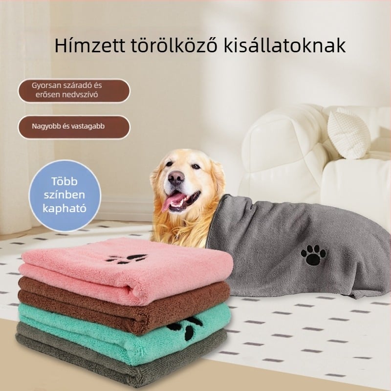 Hímzett mikroszálas háziállat törölköző, kutya fürdetéséhez, nedvszívó és puha
