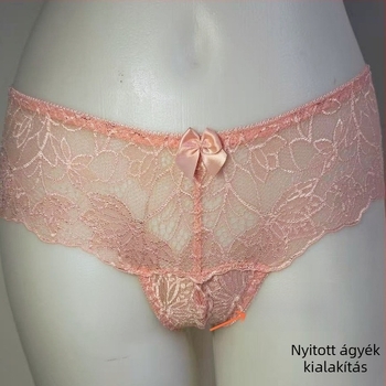 Quarter-Cup Lace Push-Up Underwire Bra, Pink Foam Cups, Open-Crotch Panties