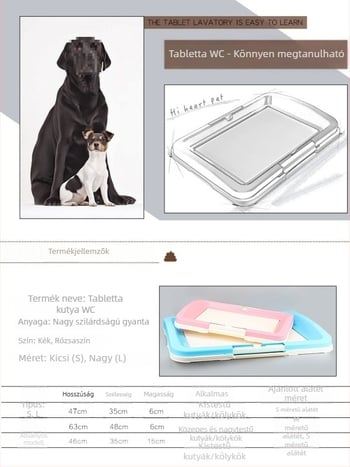 Kutyatoalette – tálca kistestű és közepes testű kutyáknak (Toy Poodle, Bichon Frisé, Border Collie)