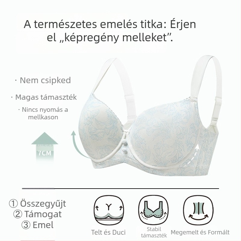 Nagy melltartó drótos, kosár 3/4, vékony fazon, formázó hatás, push-up, anti-lógás, állítható vállpántok, plusz méret