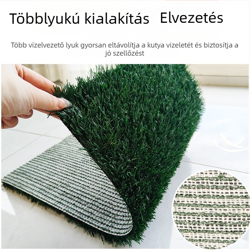 Fiókos stílusú füves kisállattoalett vizelési útmutatóval és lefolyó gátlójával kutyák számára