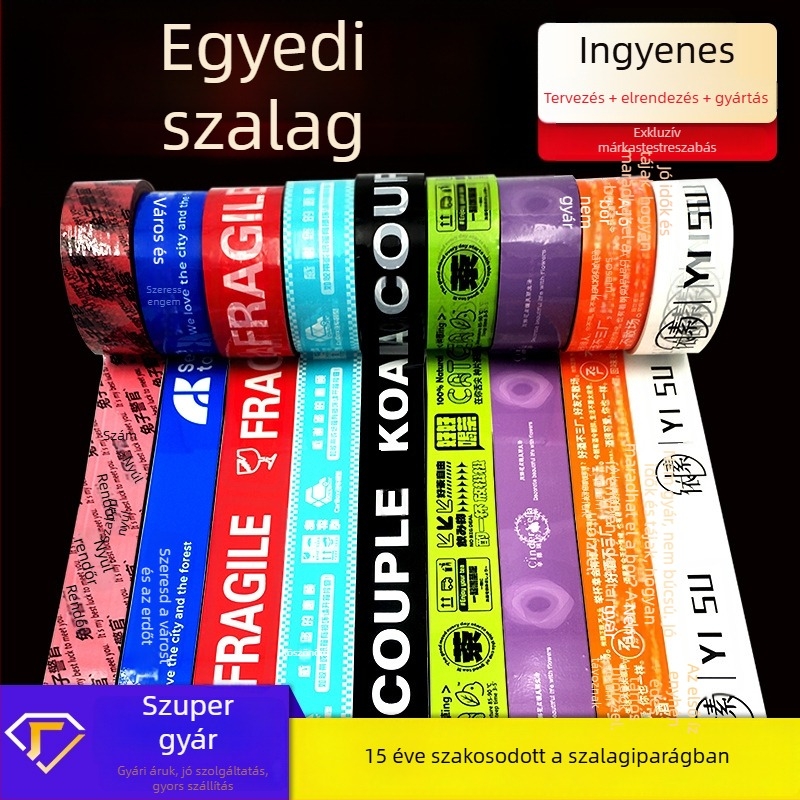 Átlátszó csomagoló szalag személyre szabott logóval, színes nyomtatással és QR-kóddal