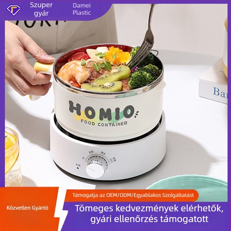 Mini szigetelt ebédes doboz fogantyúval, hordozható kis forró fazék és nudli tál, kerek rozsdamentes acél, 1-2 L kapacitás