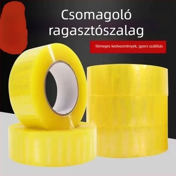 Csomagoló tekercs, nagy, átlátszó bézs, erős ragasztó, a dobozok lezárásához, szélesség 4,35 cm