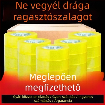 Csomagoló tekercs, nagy, átlátszó bézs, erős ragasztó, a dobozok lezárásához, szélesség 4,35 cm