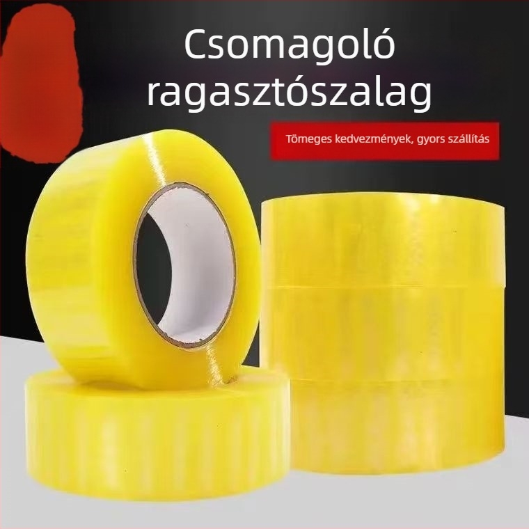 Csomagoló tekercs, nagy, átlátszó bézs, erős ragasztó, a dobozok lezárásához, szélesség 4,35 cm