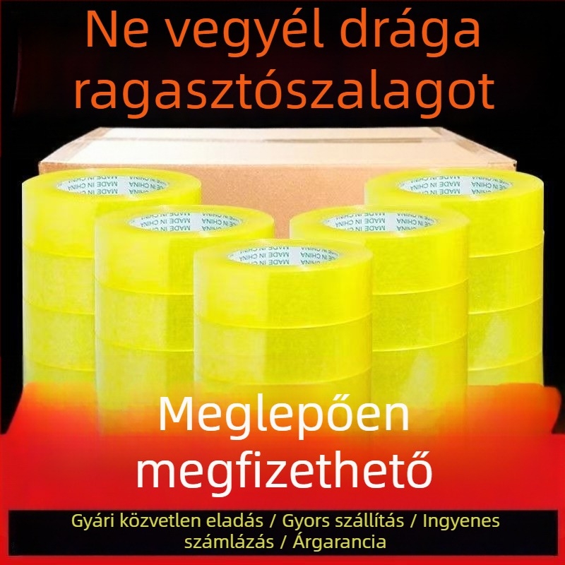 Csomagoló tekercs, nagy, átlátszó bézs, erős ragasztó, a dobozok lezárásához, szélesség 4,35 cm
