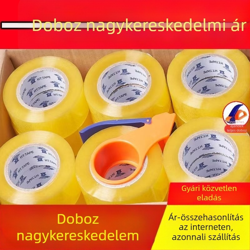 Csomagoló tekercs, nagy, átlátszó bézs, erős ragasztó, a dobozok lezárásához, szélesség 4,35 cm