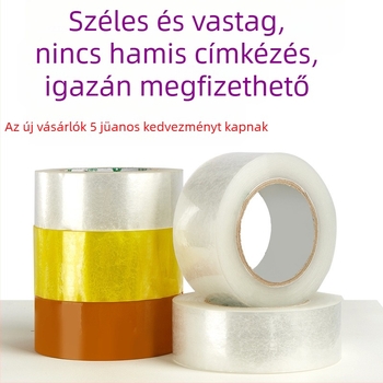 Átlátszó csomagoló szalag, nagy tekercs, 6 cm széles, kiváló tapadással a dobozok zárásához