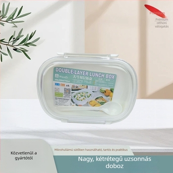 Műanyag ebédes doboz, dupla rétegű, mikrohullámú sütőben melegíthető, 501–800 ml, tárolásra és melegítésre, lezárt ételhordó