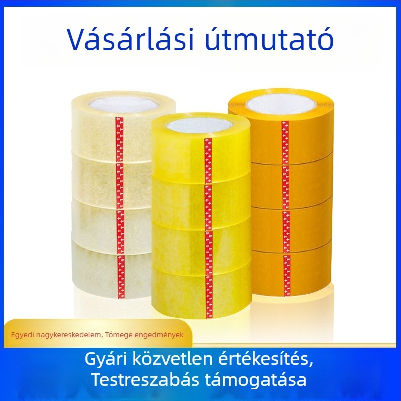 Átlátszó csomagoló szalag, magas viszkozitású ragasztóval, BOPP alapanyagú, 50 mm, 45 mm × 150 m