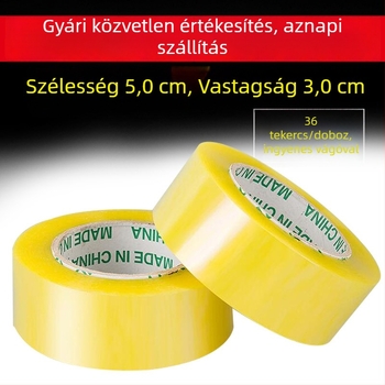 Átlátszó csomagoló szalag, 5 cm széles, 3 cm vastag, nagy tekercs csomagoláshoz