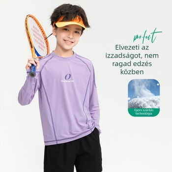Gyermekeknek szóló tavaszi sportos hosszú ujjú, gyorsan száradó, könnyű tenisztop