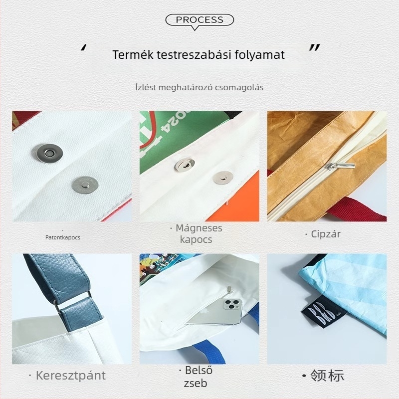 Dupont Kraft papírtáska egyedi logóval, váll- és crossbody stílusú