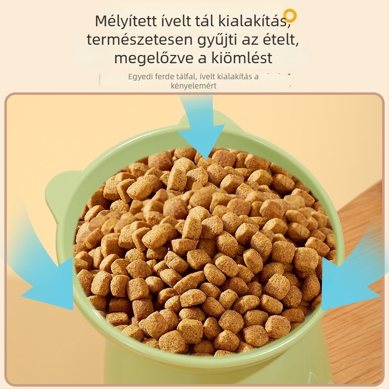 Macaron-dizájnú magasított macska tál nyak-támasztékkal, csúszásmentes, háziállatok etetésére