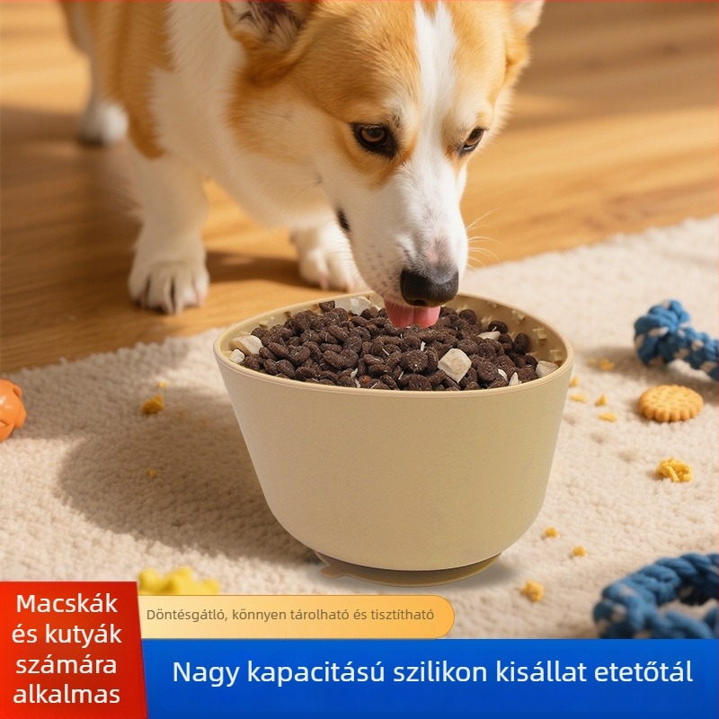 Élelmiszer-minőségű szilikonból készült, állítható etetőtál macskáknak és kutyáknak anti-tipp funkcióval