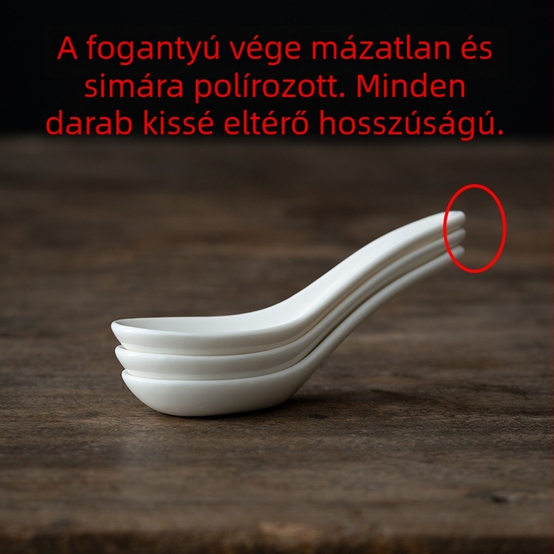 Dehua fehér porcelán, lapos aljú kis leveskanál, 15 ml, kerámia keverőkanál