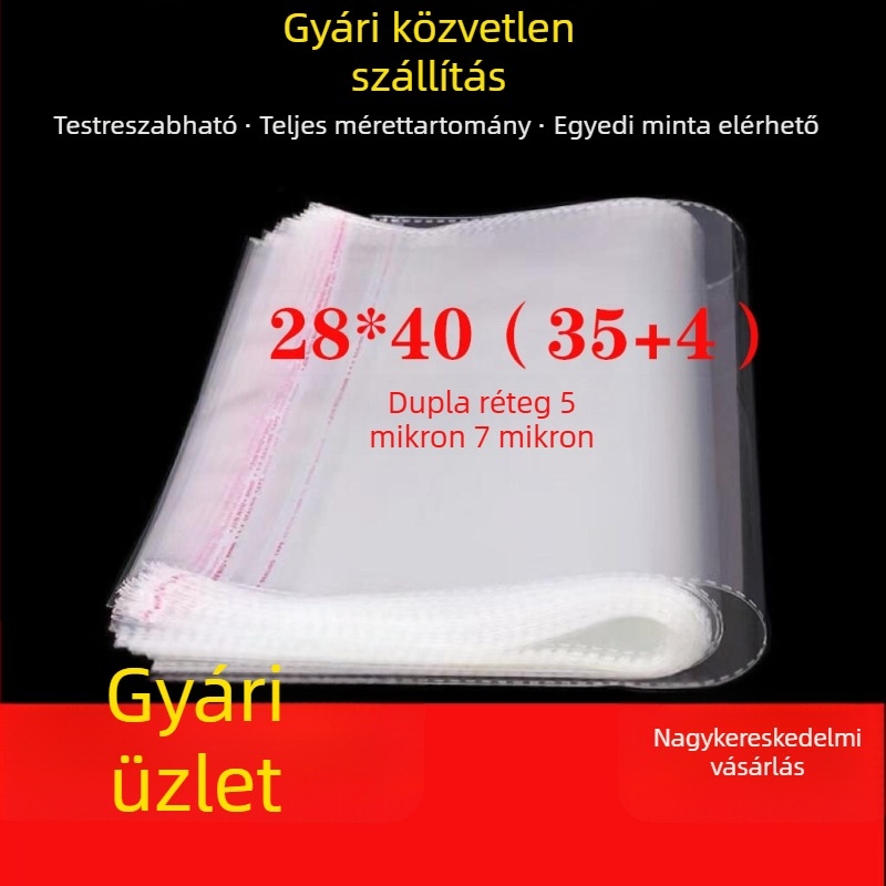 OPP önzáró, átlátszó tasak ruhák csomagolásához, műanyag tasak, 28×40 cm