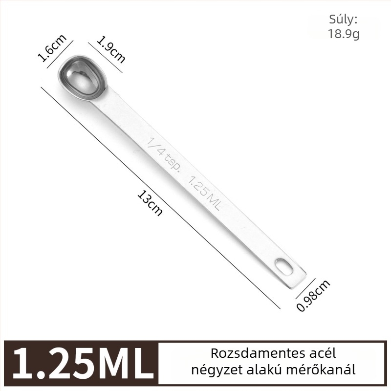 304 rozsdamentes acél mérőkanál, több méretű, négyszögletes forma, kávéhoz és tejporhoz, sütőeszköz, mérőskála sóhoz