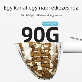 Átlátszó kisállateledel-kanál mérőskálával, hosszú nyele, rozsdamentes acélból, multifunkciós kanál és mérő pohár