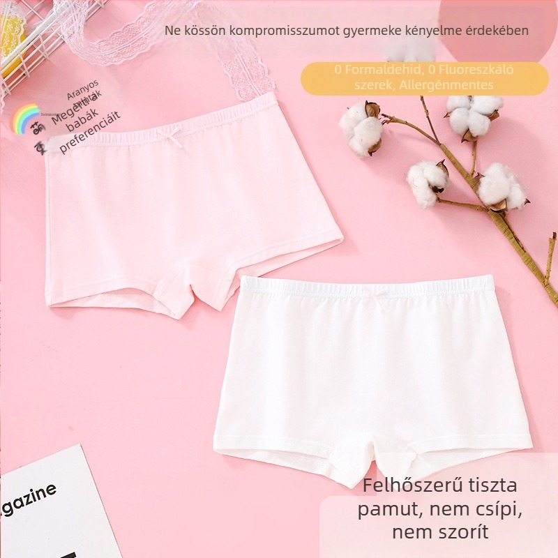Lányok nyári pamut boxerek, koreai stílus, antibakteriális, 100% pamut gyerekeknek 3-8 éves