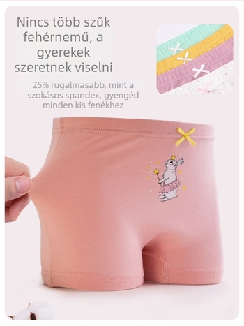Gyerekeknek készült antibakteriális, vékony pamut boxeralsó, 4 darabos csomag, lányoknak 3–8 éves korig