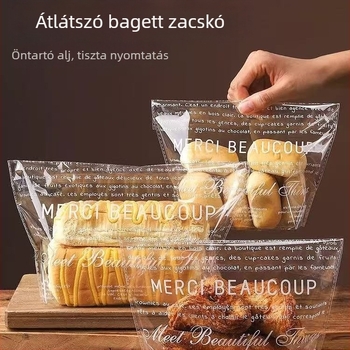 Átlátszó kenyércsomagoló tasakok bagelhez, fánkhoz és pirítós szeletekhez; egyszer használatos öntapadós tasakok