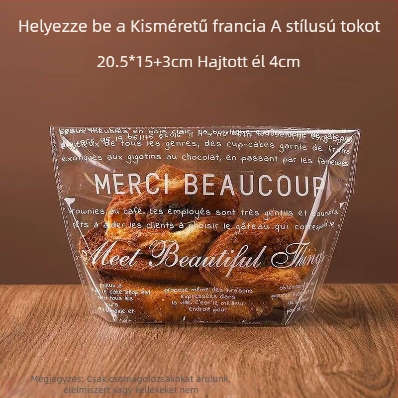 Átlátszó kenyércsomagoló tasakok bagelhez, fánkhoz és pirítós szeletekhez; egyszer használatos öntapadós tasakok