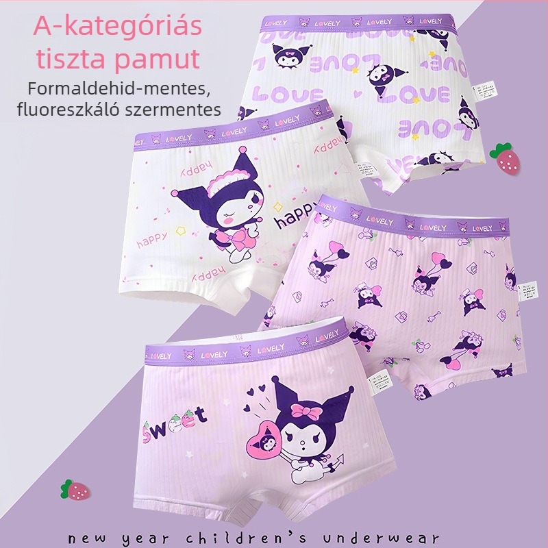 Kuromi gyerekeknek készült pamut alsónemű lányoknak, Class A antibakteriális boxer brief, aranyos