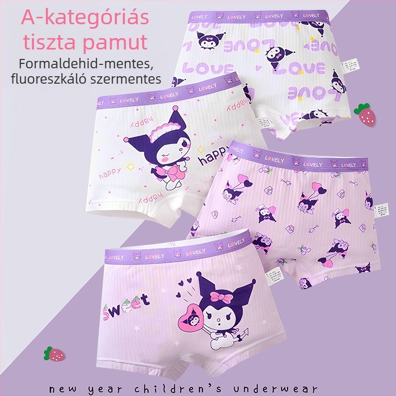 Kuromi gyerekeknek készült pamut alsónemű lányoknak, Class A antibakteriális boxer brief, aranyos