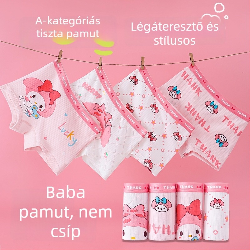 Kuromi gyerekeknek készült pamut alsónemű lányoknak, Class A antibakteriális boxer brief, aranyos