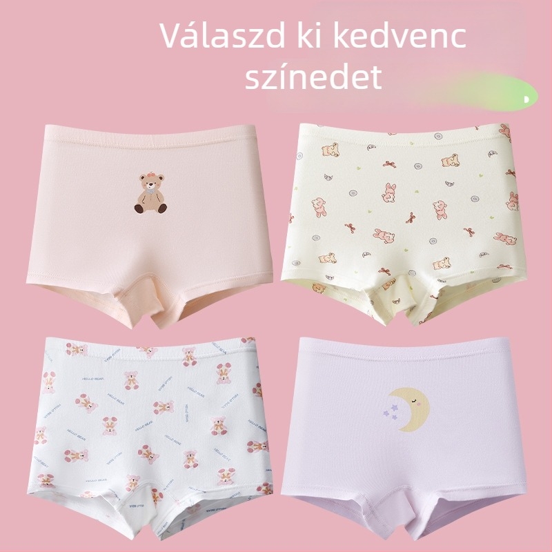 Lányoknak szóló modal alsónemű, A-osztály, 2025 nyár, négyes csomag, középmagas derékvonal