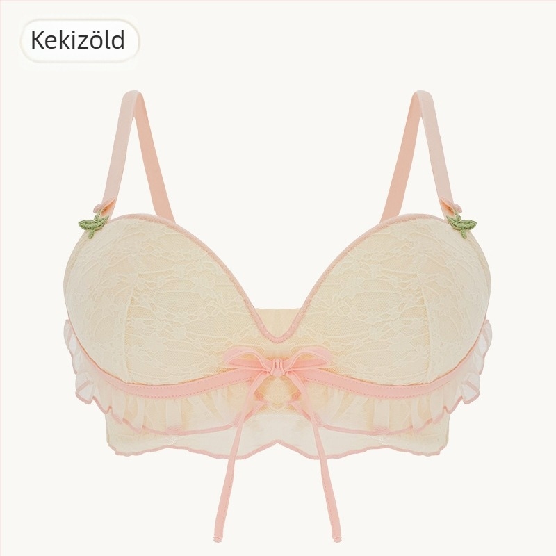 AboutSecrets Francia stílusú melltartó, vezeték nélküli, 3/4 kosár, csipke, masni, összegző hatás