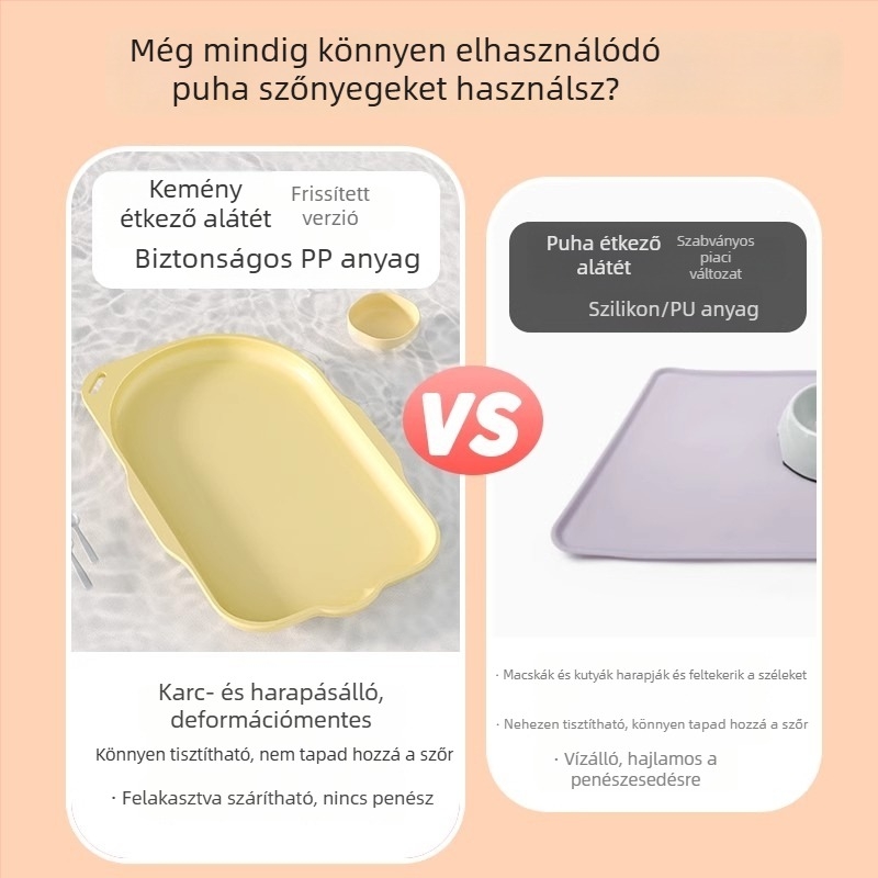 Háziállatok etető alátét, vízálló és csúszásmentes, macska- és kutya etető tálhoz, nagy méret