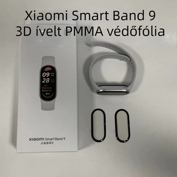 Integrált védőtok Xiaomi Mi Band 8/9-hez, elülső kijelzővédővel, anti-ujjlenyomat, teljes kijelző, PC + üveg