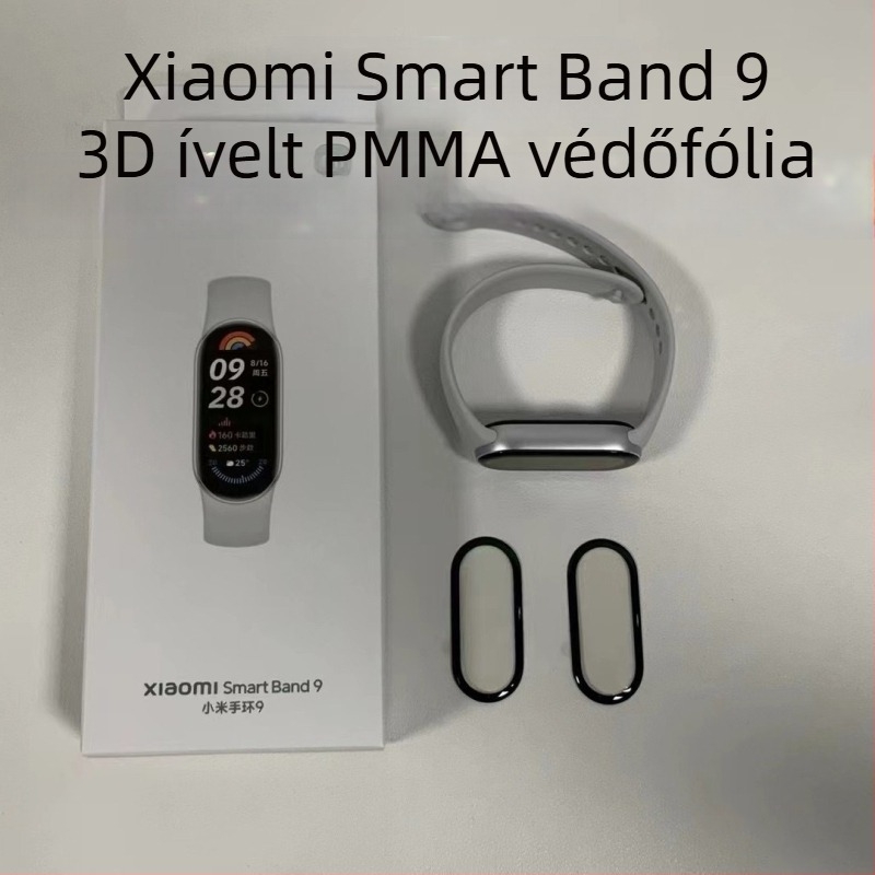 Integrált védőtok Xiaomi Mi Band 8/9-hez, elülső kijelzővédővel, anti-ujjlenyomat, teljes kijelző, PC + üveg