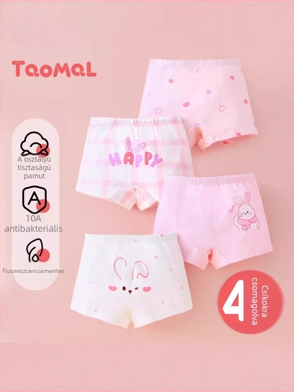 Lányoknak készült pamut boxer-shorts, új modell, 95% pamut + 5% elasztán, középmagas derék, kényelmes viselet 3–8 éves gyerekeknek