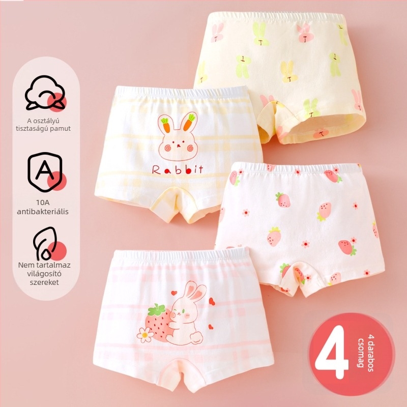 Lányoknak készült pamut boxer-shorts, új modell, 95% pamut + 5% elasztán, középmagas derék, kényelmes viselet 3–8 éves gyerekeknek