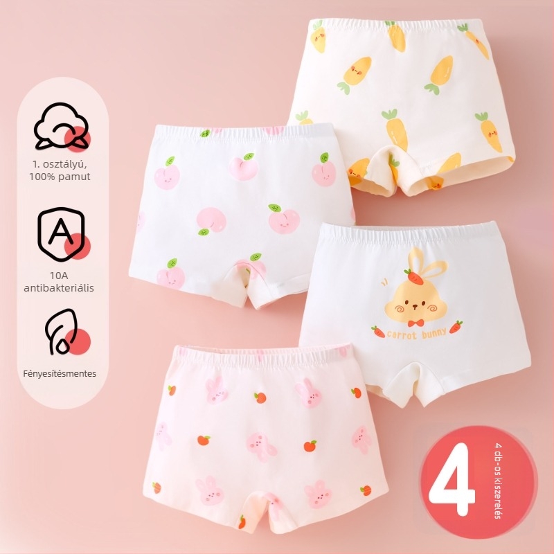 Lányoknak készült pamut boxer-shorts, új modell, 95% pamut + 5% elasztán, középmagas derék, kényelmes viselet 3–8 éves gyerekeknek