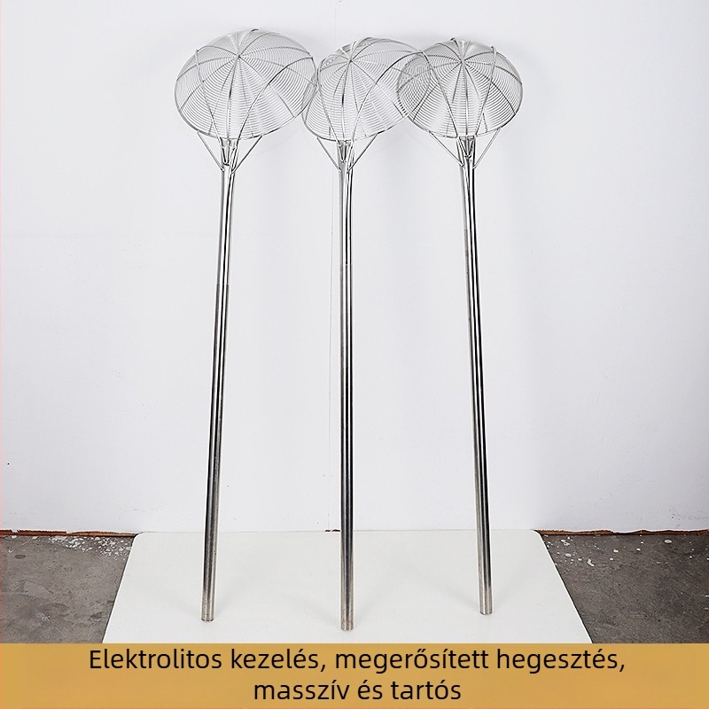 Nagy rozsdamentes acél szűrőkanál hosszú nyéllel