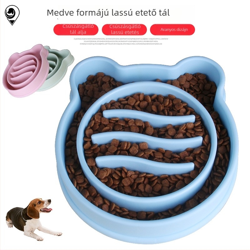 Mackó alakú, csúszásmentes kutya tál, lassú etetéssel