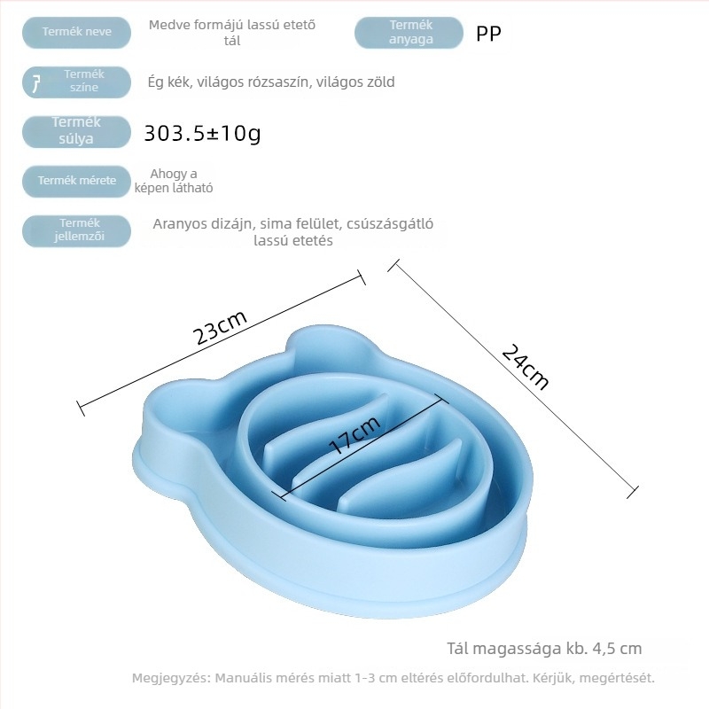 Mackó alakú, csúszásmentes kutya tál, lassú etetéssel
