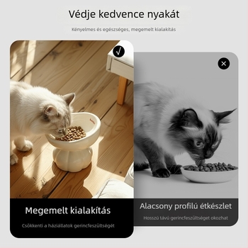 Nordic stílusú kerámia macskatál magasított tartóval és ergonomikus nyaki támogatással
